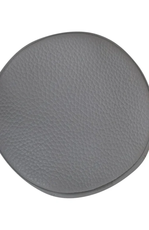 White grainy leather round pouch golden bracelet bag