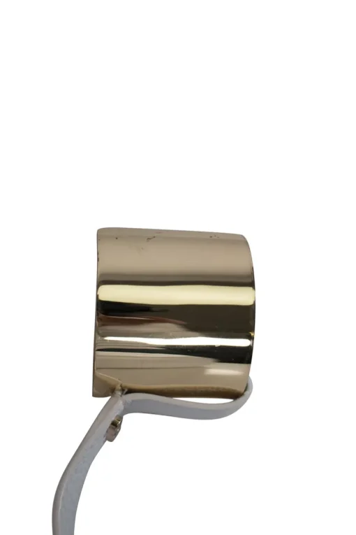 White grainy leather round pouch golden bracelet bag