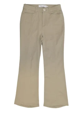 White Label khaki cotton-blend pull-on mid-rise flared pants