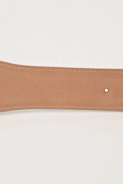 White laser-cut leather corset buckle belt with lace-up detailing