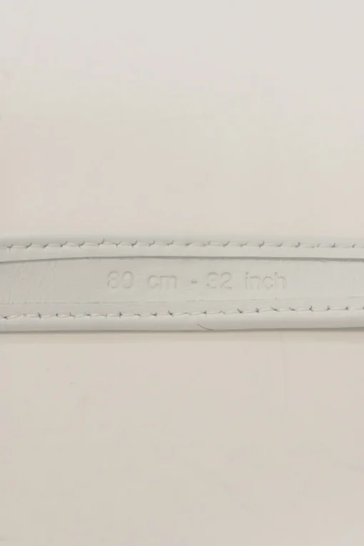 White leather and calf hair logo box buckle belt
