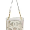White leather and clear PVC Triple CC tote