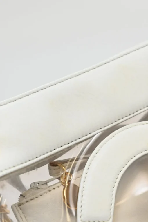 White leather and clear PVC Triple CC tote