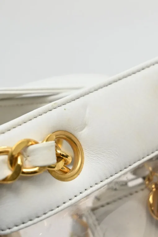 White leather and clear PVC Triple CC tote