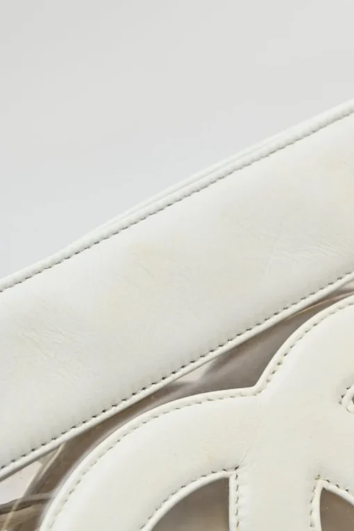 White leather and clear PVC Triple CC tote