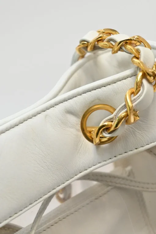 White leather and clear PVC Triple CC tote