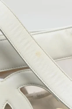 White leather and clear PVC Triple CC tote