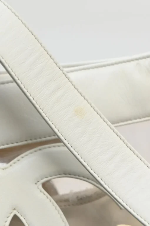 White leather and clear PVC Triple CC tote