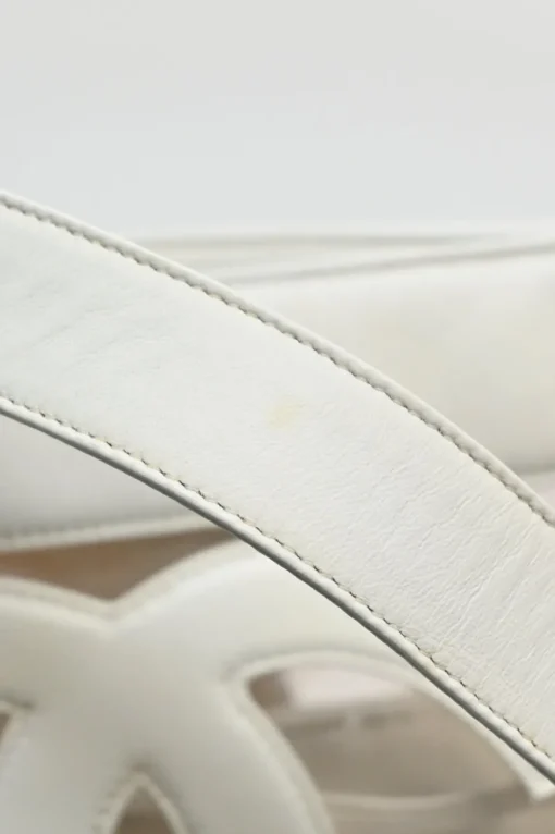 White leather and clear PVC Triple CC tote
