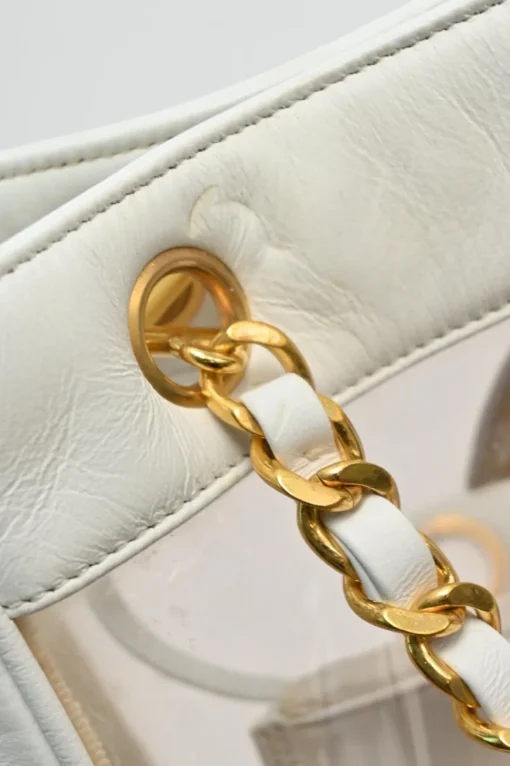 White leather and clear PVC Triple CC tote