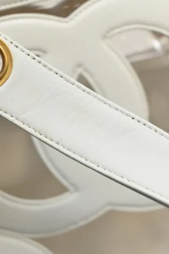 White leather and clear PVC Triple CC tote