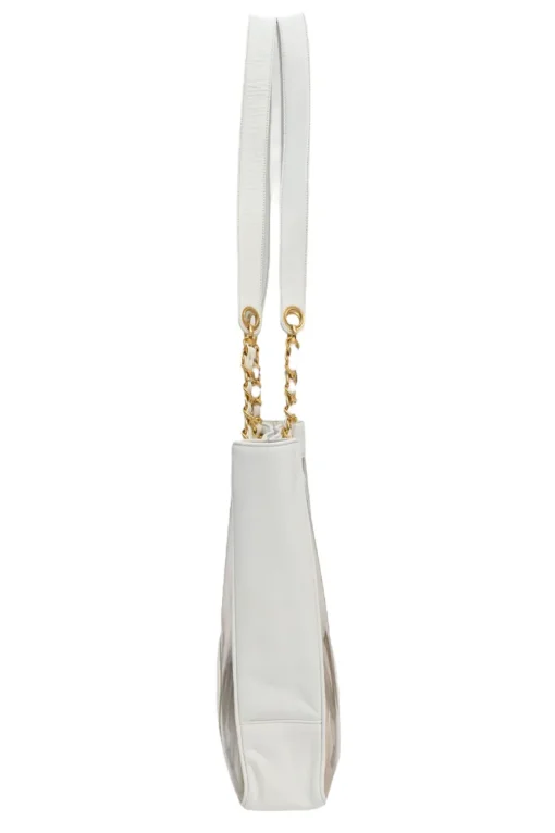 White leather and clear PVC Triple CC tote