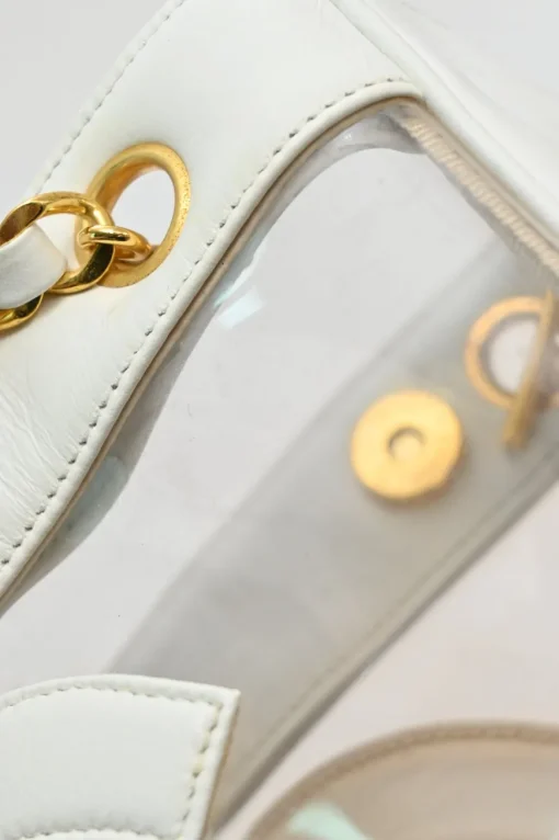 White leather and clear PVC Triple CC tote