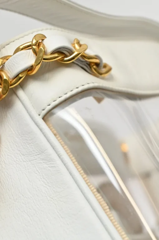 White leather and clear PVC Triple CC tote