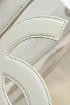 White leather and clear PVC Triple CC tote