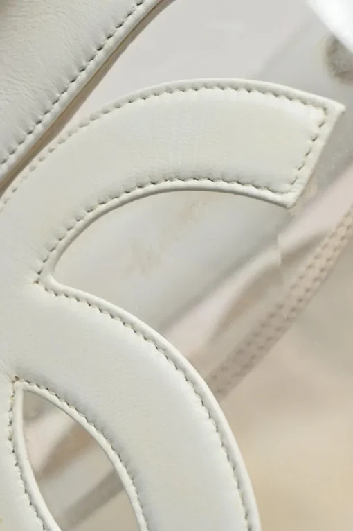 White leather and clear PVC Triple CC tote