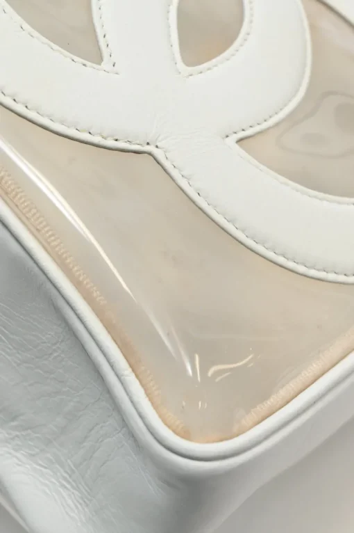 White leather and clear PVC Triple CC tote