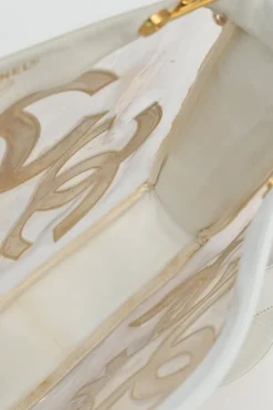 White leather and clear PVC Triple CC tote
