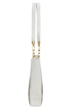 White leather and clear PVC Triple CC tote