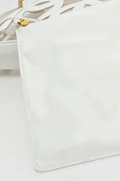White leather and clear PVC Triple CC tote