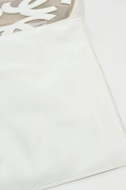 White leather and clear PVC Triple CC tote