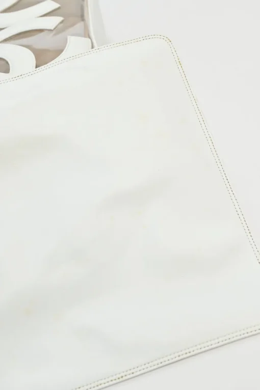 White leather and clear PVC Triple CC tote