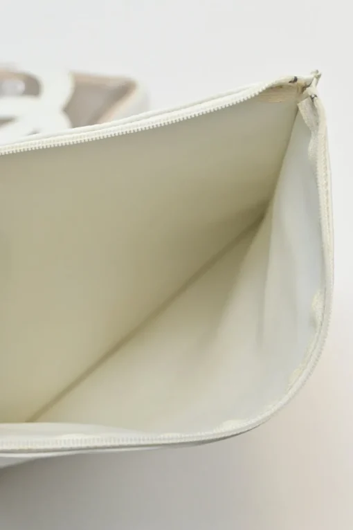 White leather and clear PVC Triple CC tote