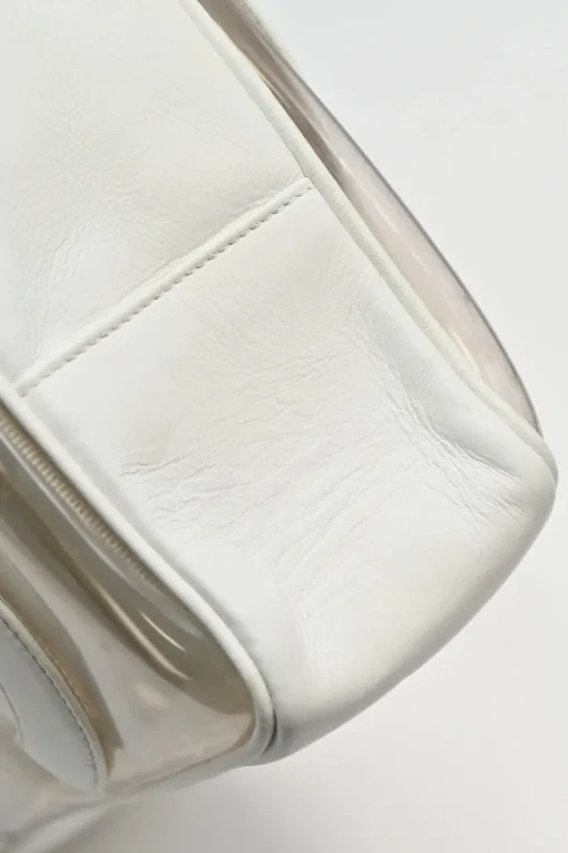 White leather and clear PVC Triple CC tote