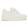 White leather and rubber One Stud XL low-top flatform wedge sneakers