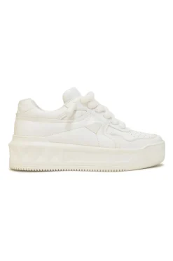 White leather and rubber One Stud XL low-top flatform wedge sneakers