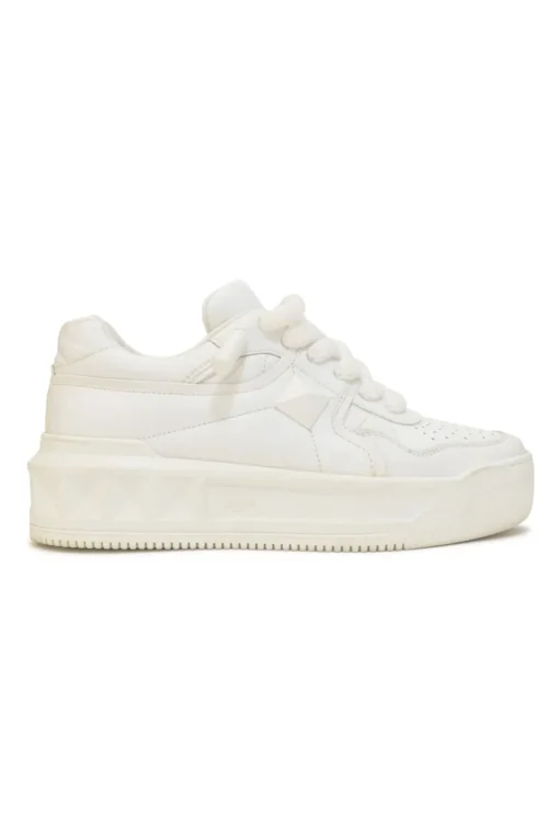 White leather and rubber One Stud XL low-top flatform wedge sneakers