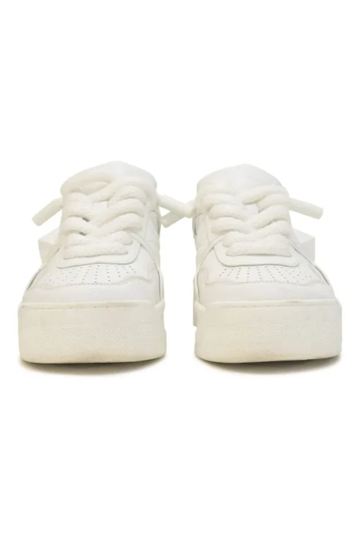 White leather and rubber One Stud XL low-top flatform wedge sneakers
