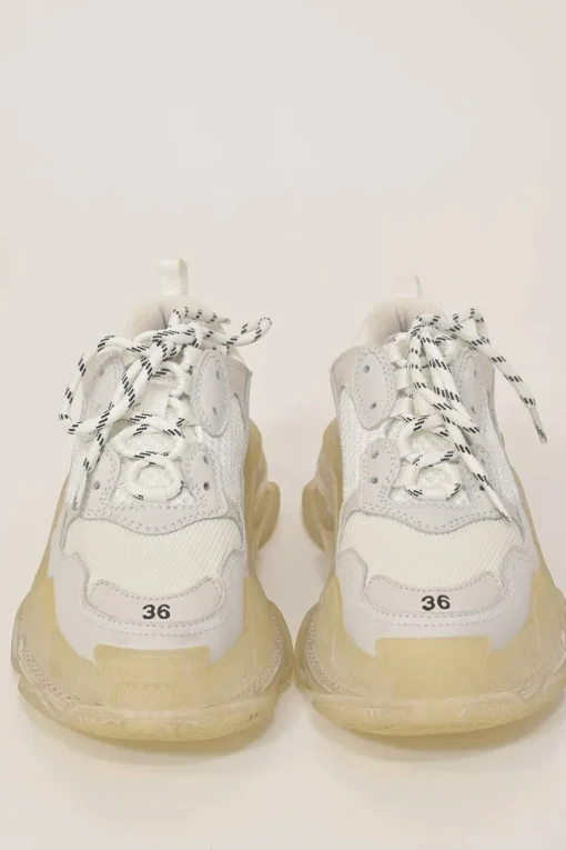 White leather and rubber Triple S chunky low-top sneakers