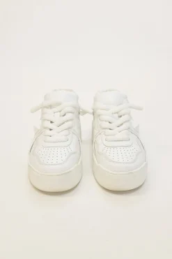 White leather and rubber One Stud XL low-top flatform wedge sneakers