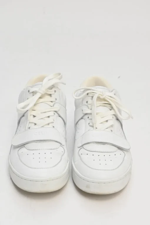 White leather and rubber low-top chunky sneakers