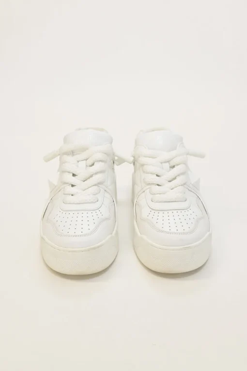 White leather and rubber One Stud XL low-top flatform wedge sneakers