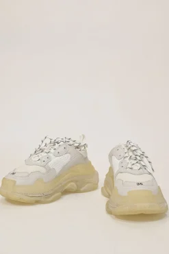 White leather and rubber Triple S chunky low-top sneakers