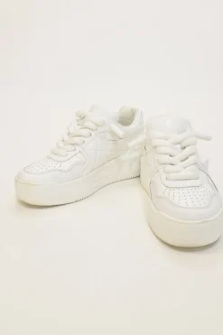 White leather and rubber One Stud XL low-top flatform wedge sneakers