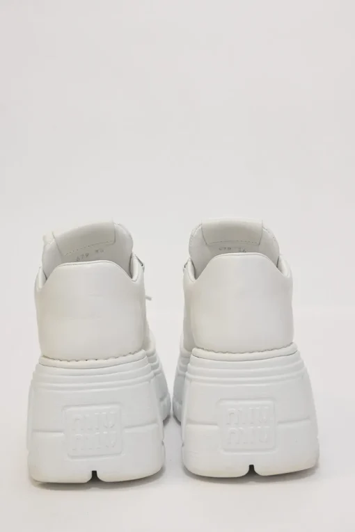 White leather and rubber tread sole flatform lace-up Derby shoes