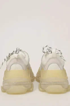 White leather and rubber Triple S chunky low-top sneakers