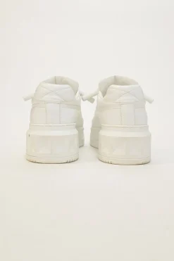 White leather and rubber One Stud XL low-top flatform wedge sneakers