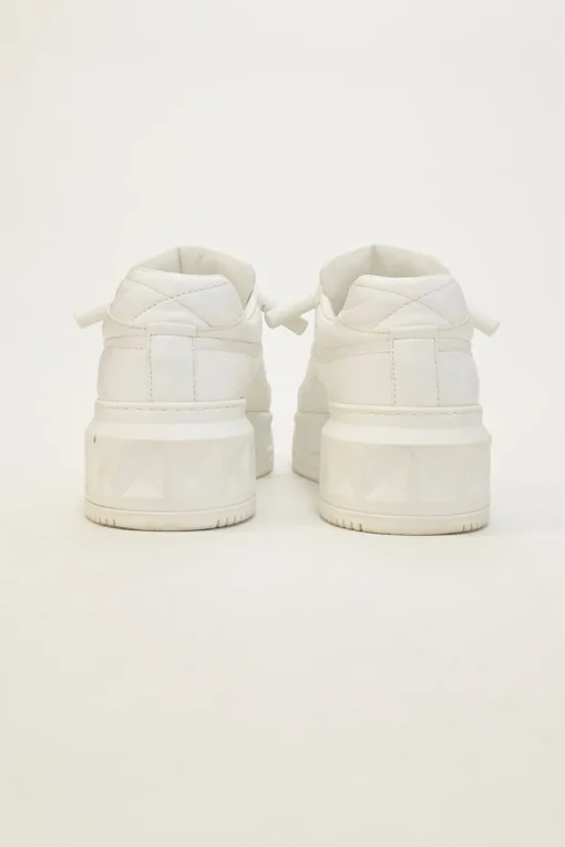 White leather and rubber One Stud XL low-top flatform wedge sneakers