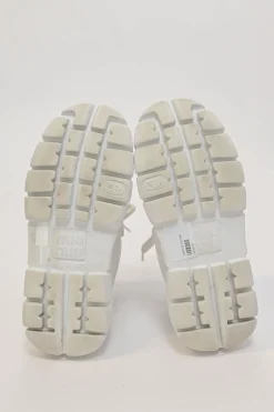White leather and rubber tread sole flatform lace-up Derby shoes