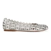White leather laser cut round toe ballerina flats