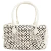 White Leather Laser Cut Shoulder Bag