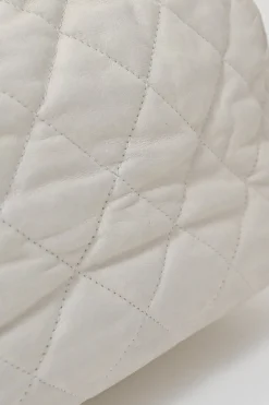 White matelassé lambskin leather In The Mix tote with ruthenium finish hardware