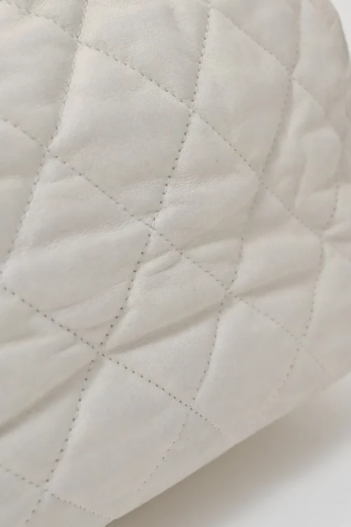 White matelassé lambskin leather In The Mix tote with ruthenium finish hardware