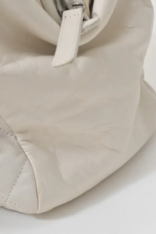 White matelassé lambskin leather In The Mix tote with ruthenium finish hardware