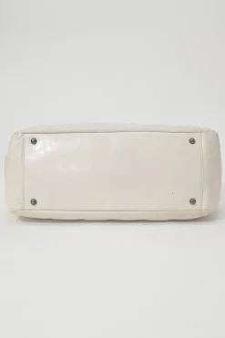 White matelassé lambskin leather In The Mix tote with ruthenium finish hardware