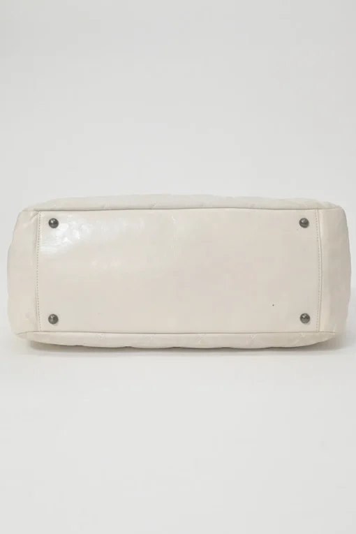 White matelassé lambskin leather In The Mix tote with ruthenium finish hardware